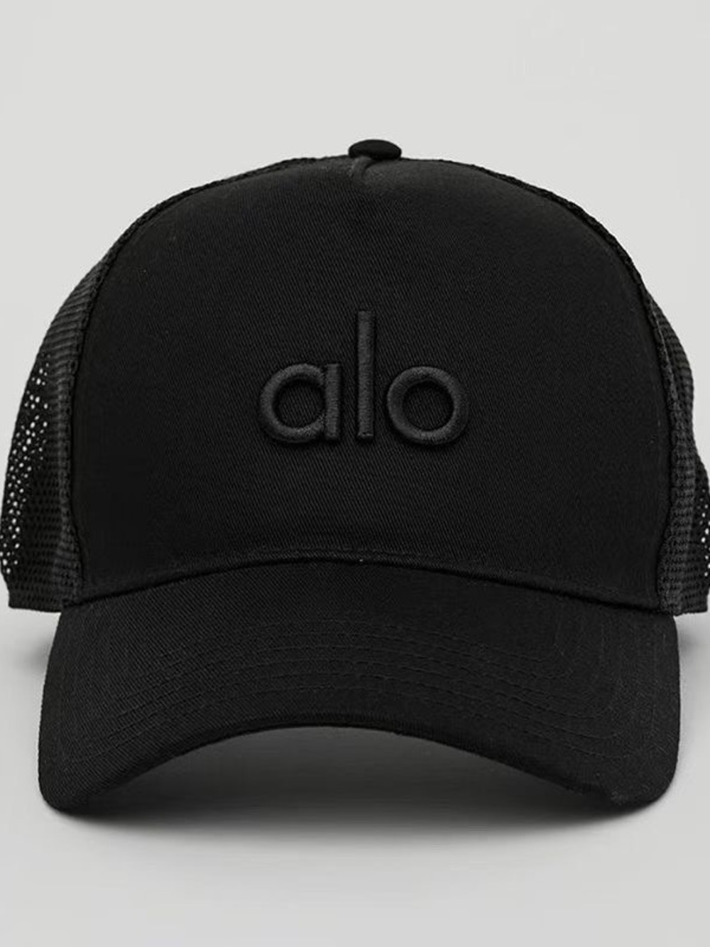 ALO Yoga Men's Embroidered Logo Black Mesh Cap